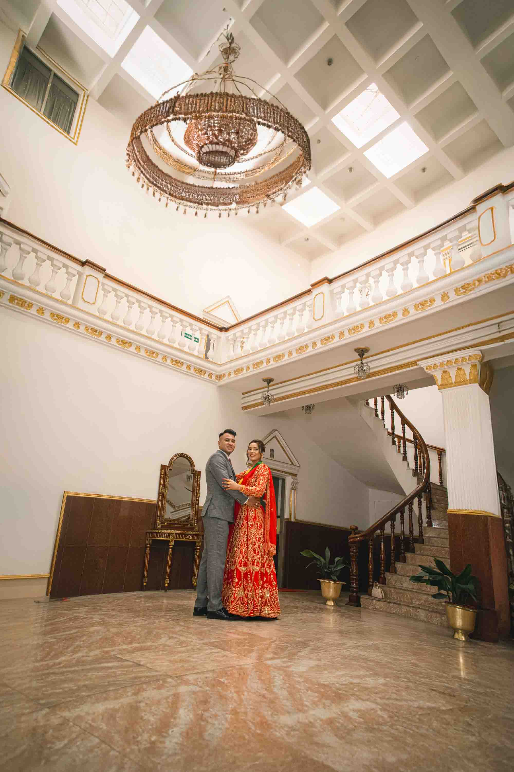 Bride and groom during a traditional Nepali wedding ritual